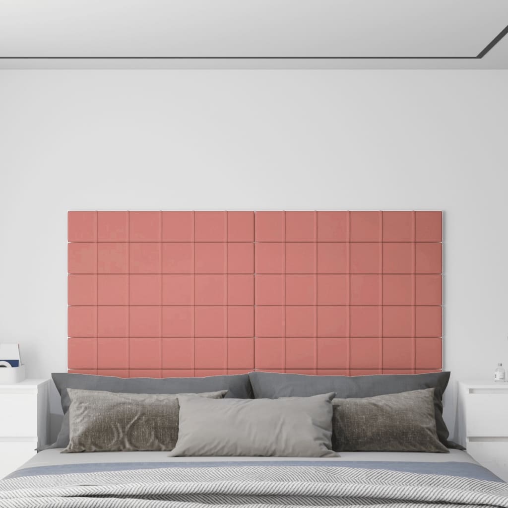 vidaXL Panouri de perete 12 buc. roz 90x15 cm catifea 1,62 m² vidaXL Panouri de perete 12 buc. roz 90x15 cm catifea 1,62 m²