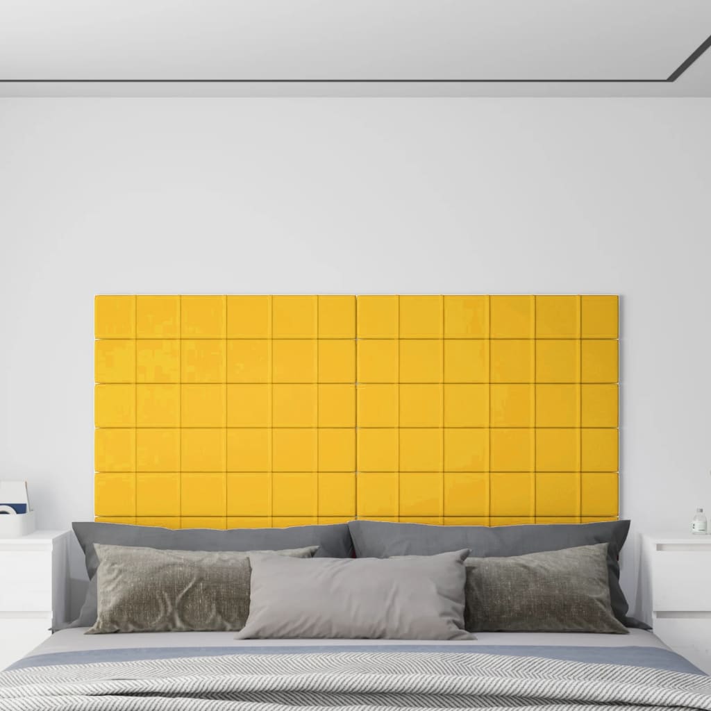 vidaXL Panouri de perete 12 buc. galben 90x15 cm catifea 1,62 m² vidaXL Panouri de perete 12 buc. galben 90x15 cm catifea 1,62 m²