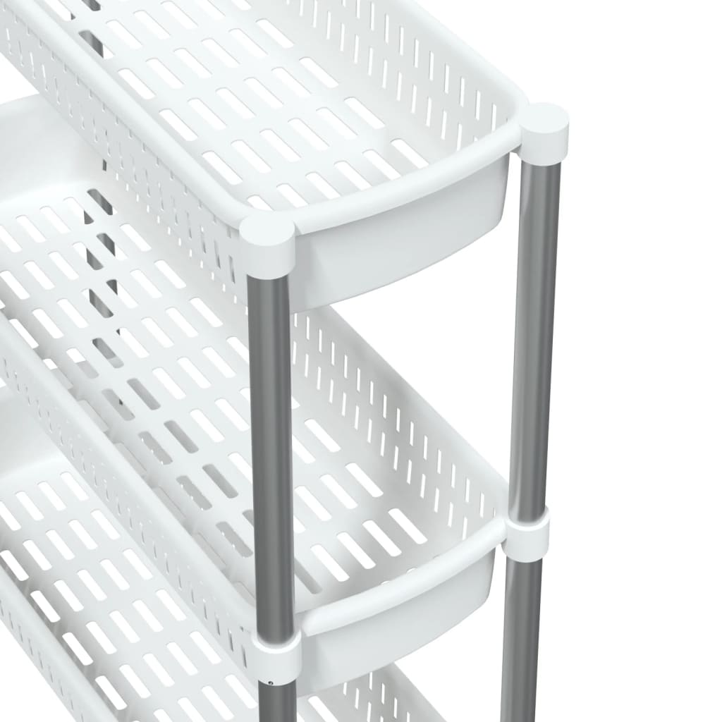 vidaXL Cărucior de depozitare cu 3 niveluri, argintiu și alb, aluminiu vidaXL Cărucior de depozitare cu 3 niveluri, argintiu și alb, aluminiu