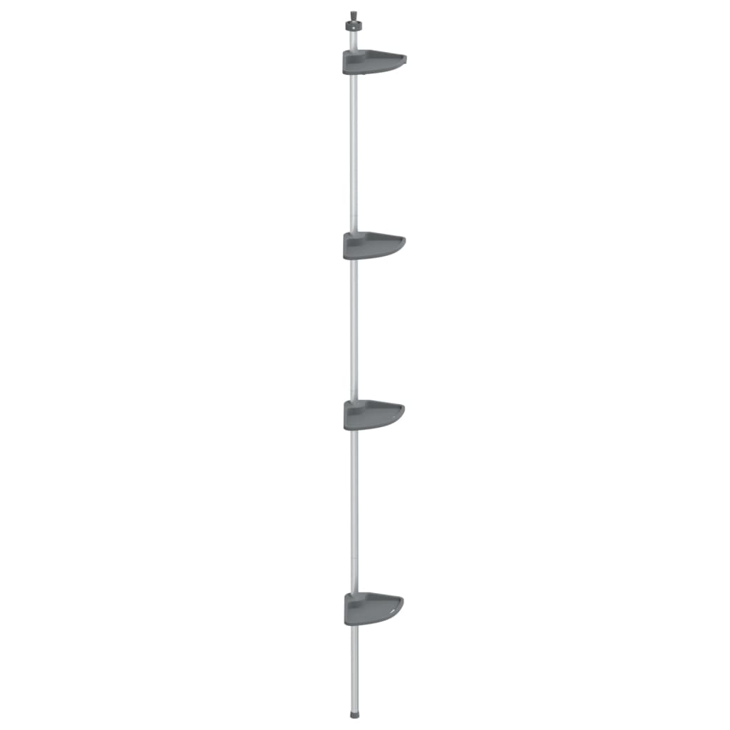 vidaXL Raft de colț pentru duș telescopic 4 niveluri argintiu aluminiu vidaXL Raft de colț pentru duș telescopic 4 niveluri argintiu aluminiu