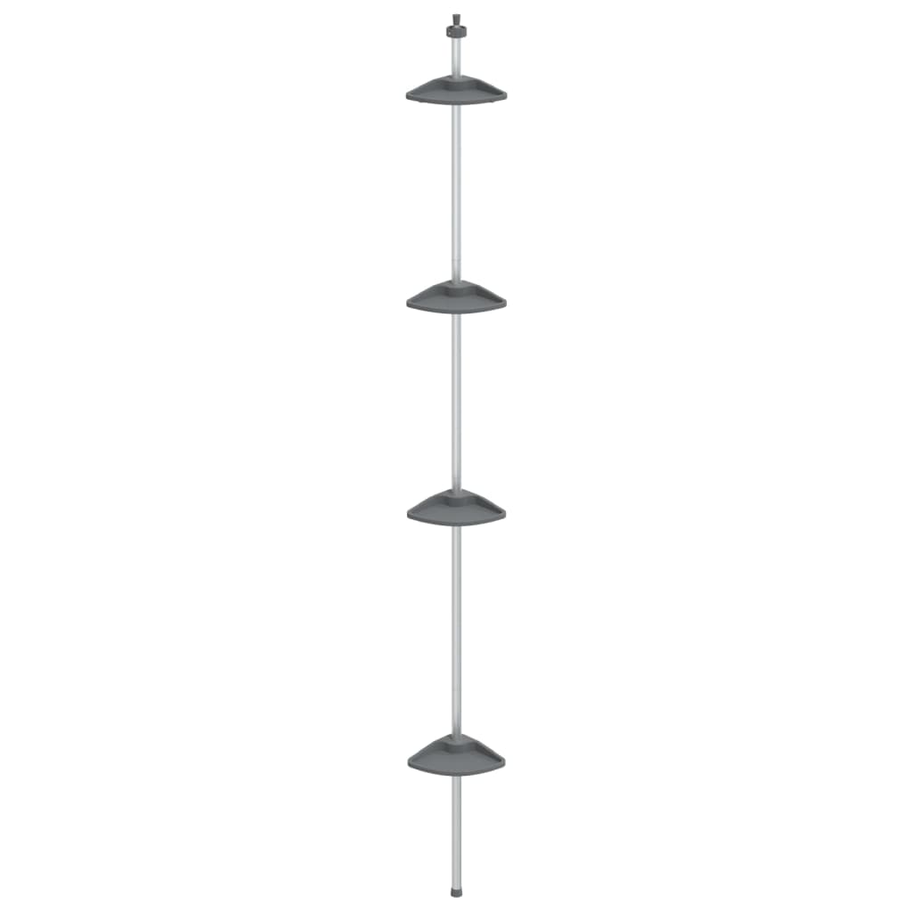 vidaXL Raft de colț pentru duș telescopic 4 niveluri argintiu aluminiu vidaXL Raft de colț pentru duș telescopic 4 niveluri argintiu aluminiu