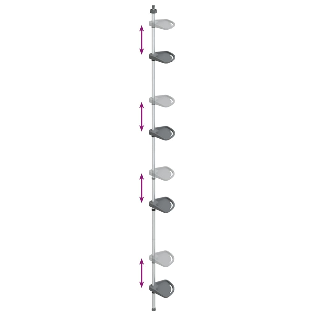 vidaXL Raft de colț pentru duș telescopic 4 niveluri argintiu aluminiu vidaXL Raft de colț pentru duș telescopic 4 niveluri argintiu aluminiu