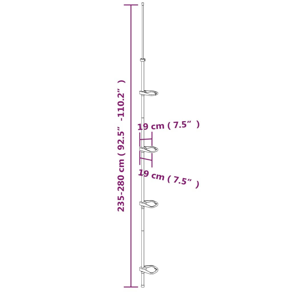 vidaXL Raft de colț pentru duș telescopic 4 niveluri argintiu aluminiu vidaXL Raft de colț pentru duș telescopic 4 niveluri argintiu aluminiu