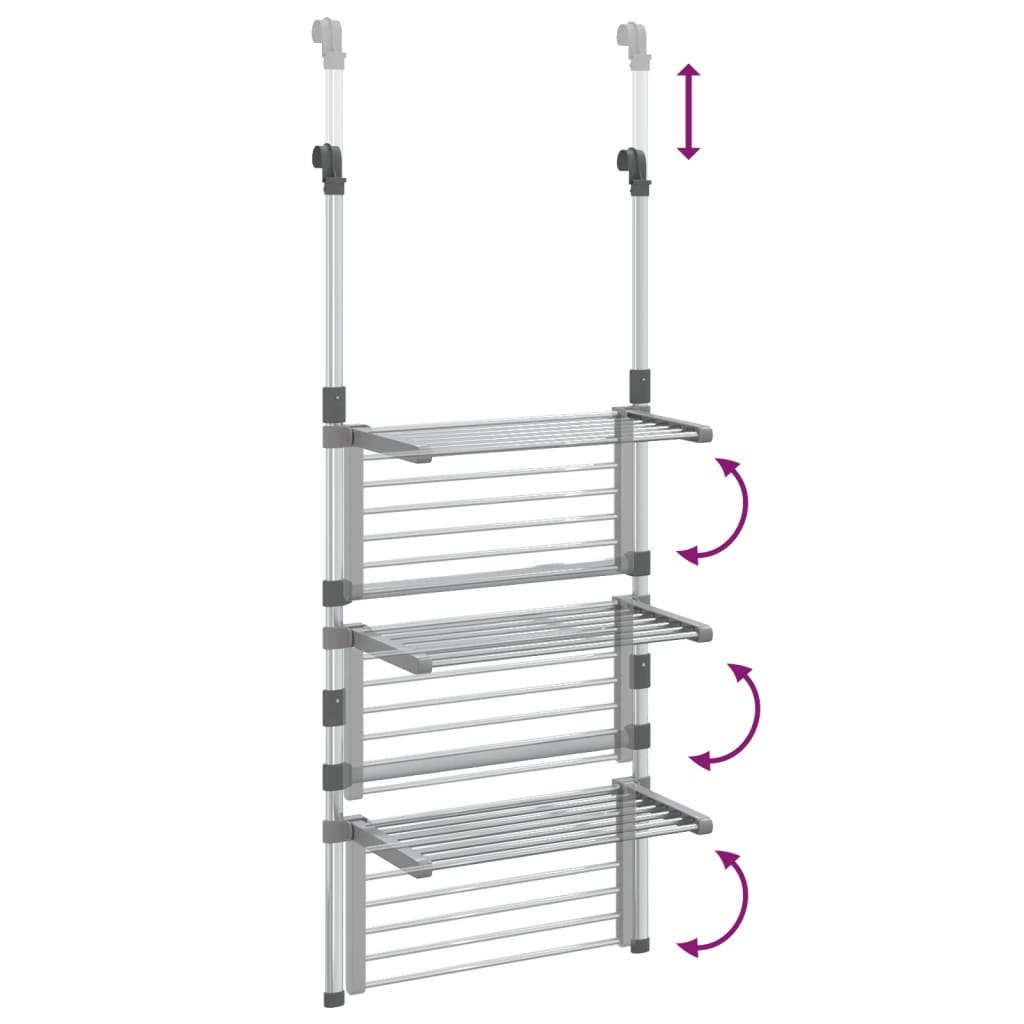vidaXL Suport de uscare rufe suspendat, 3 niveluri, aluminiu