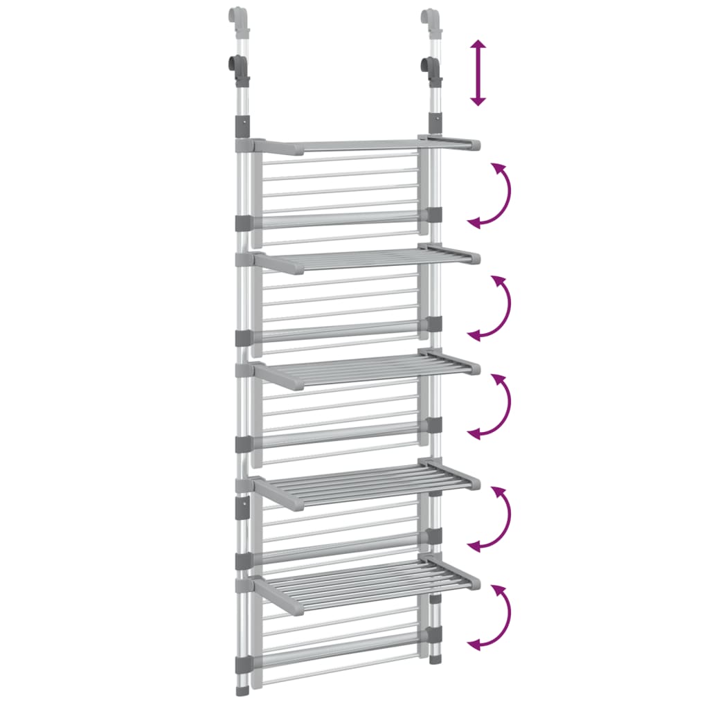 vidaXL Suport de uscare rufe suspendat, 5 niveluri, aluminiu vidaXL Suport de uscare rufe suspendat, 5 niveluri, aluminiu