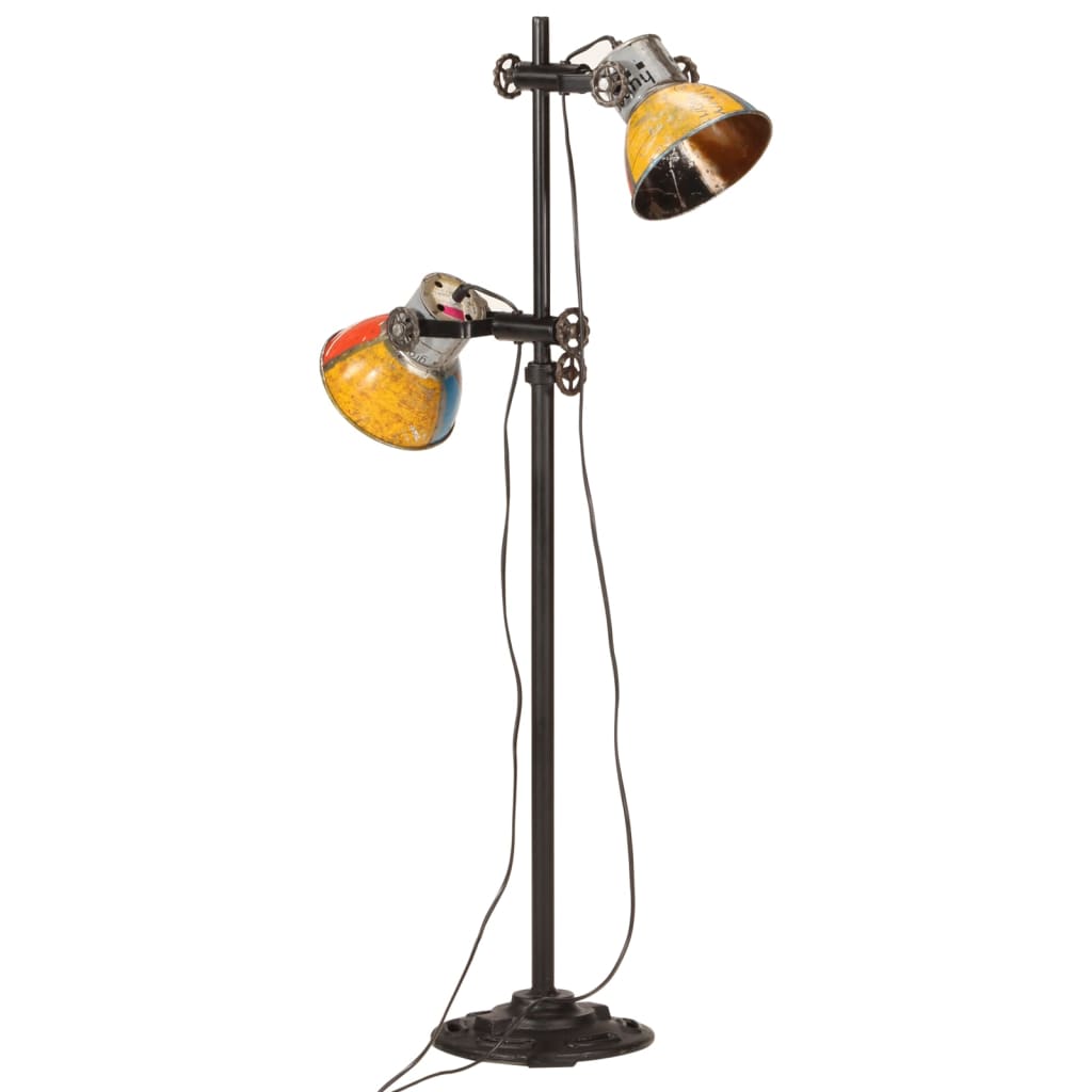 vidaXL Lampă de podea cu 2 abajururi, multicolor, E27 vidaXL Lampă de podea cu 2 abajururi, multicolor, E27