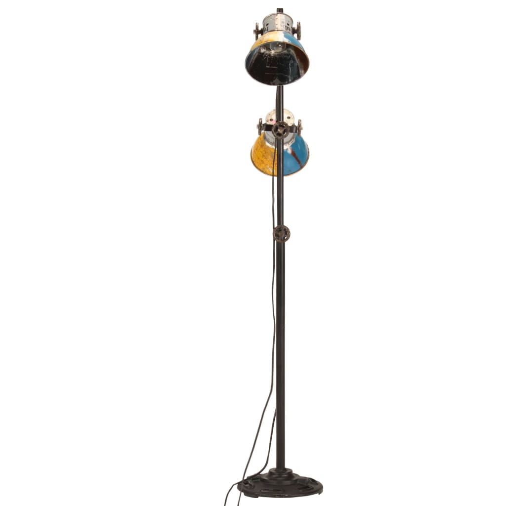 vidaXL Lampă de podea cu 2 abajururi, multicolor, E27 vidaXL Lampă de podea cu 2 abajururi, multicolor, E27
