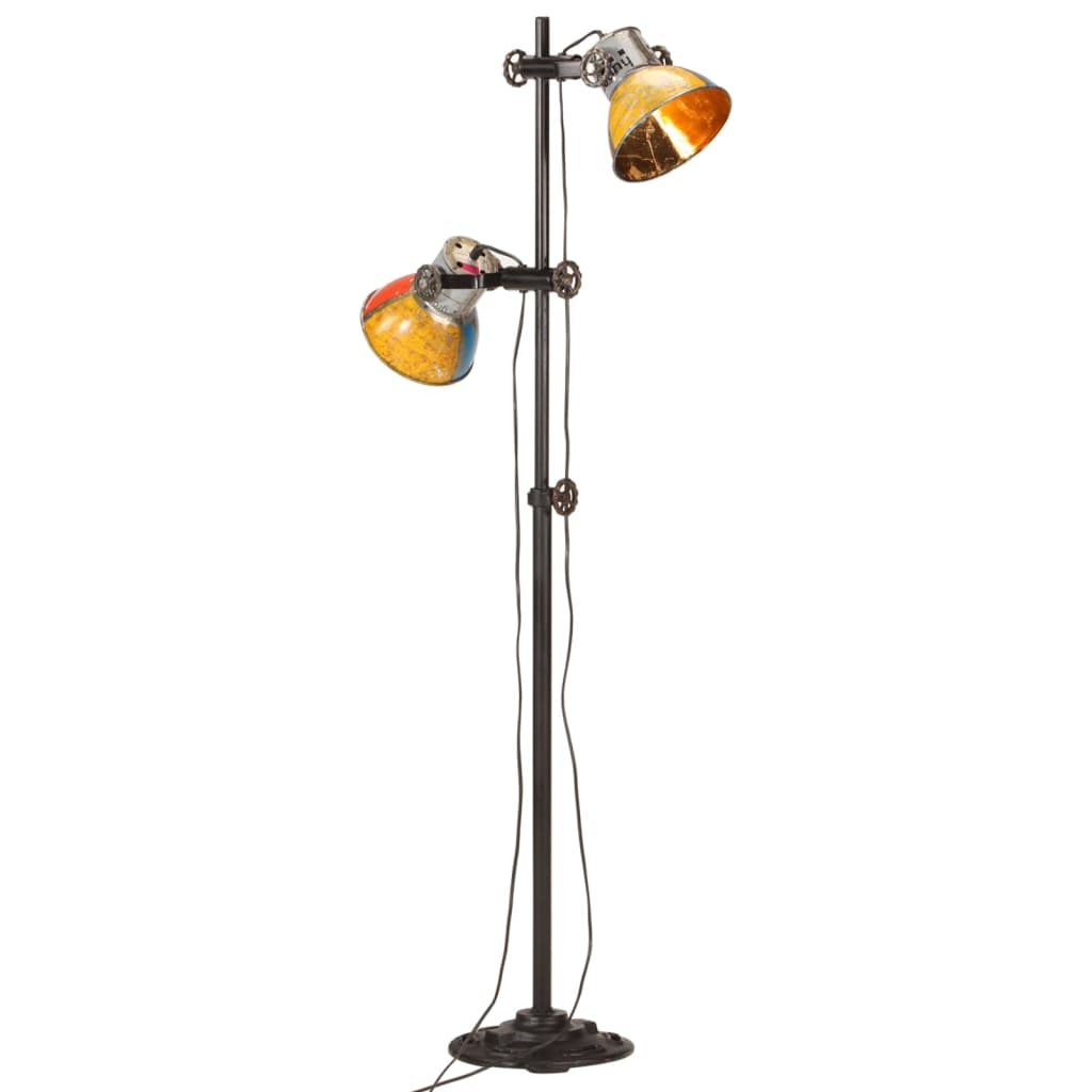 vidaXL Lampă de podea cu 2 abajururi, multicolor, E27 vidaXL Lampă de podea cu 2 abajururi, multicolor, E27