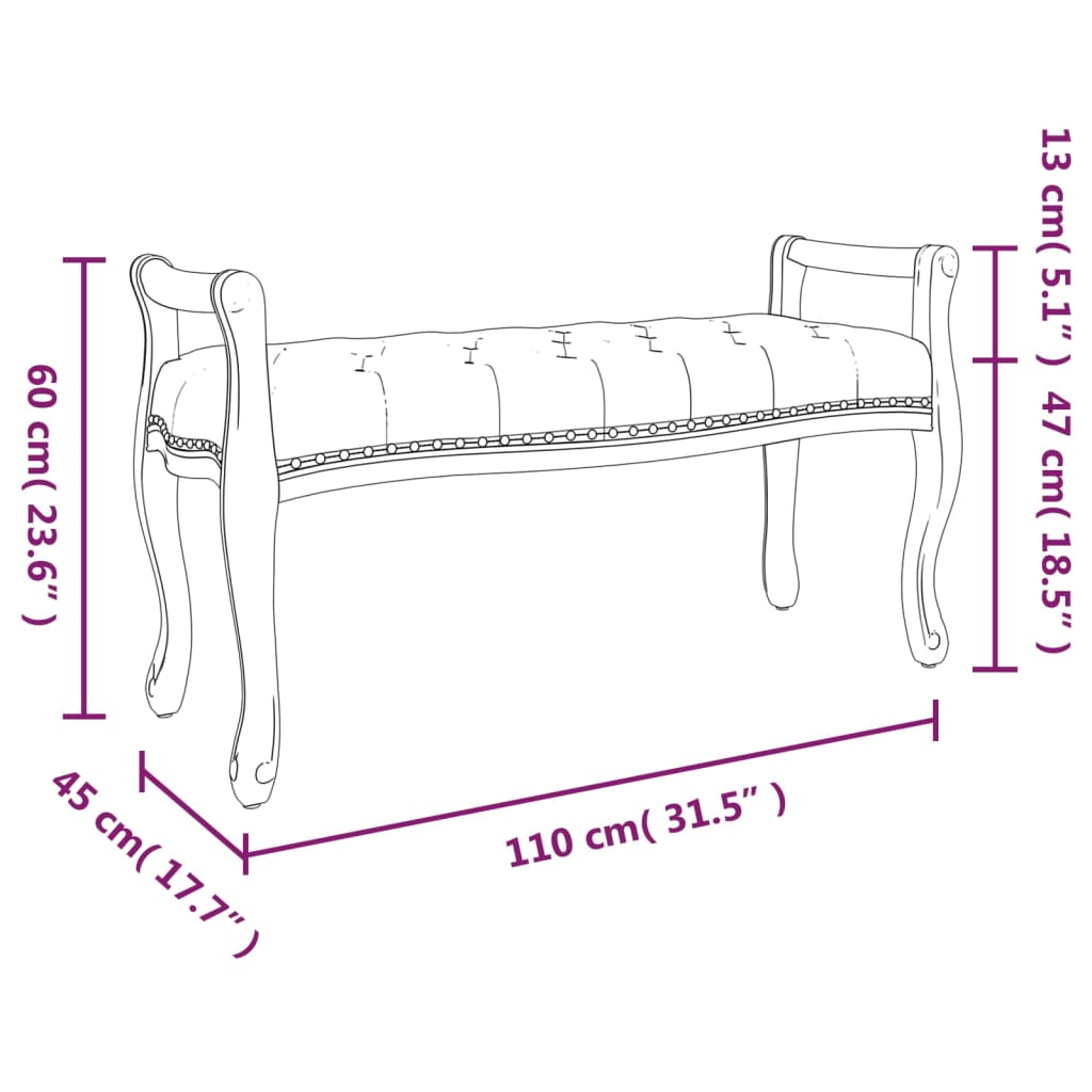 vidaXL Bancă, albastru, 110x45x60 cm, catifea vidaXL Bancă, albastru, 110x45x60 cm, catifea