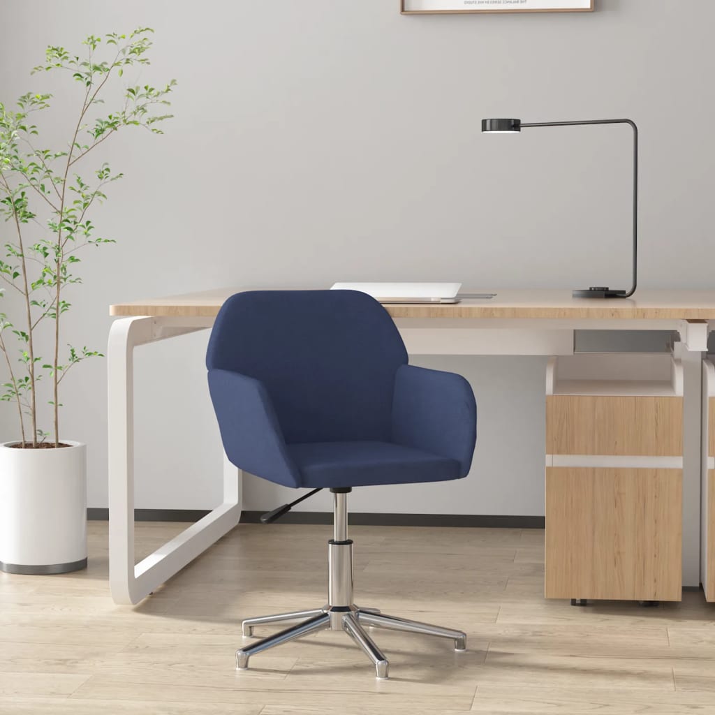 vidaXL Scaun de birou pivotant, albastru, material textil vidaXL Scaun de birou pivotant, albastru, material textil