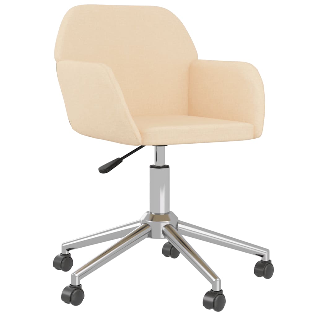 vidaXL Scaun de birou pivotant, crem, material textil vidaXL Scaun de birou pivotant, crem, material textil