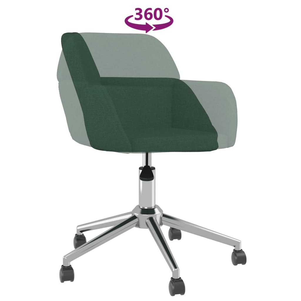 vidaXL Scaun de birou pivotant, verde închis, textil vidaXL Scaun de birou pivotant, verde închis, textil