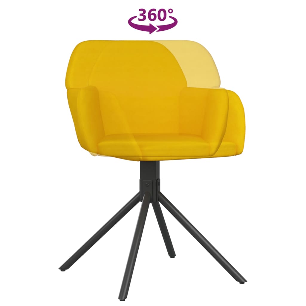vidaXL Scaune de bucătărie pivotante, 2 buc., galben, catifea