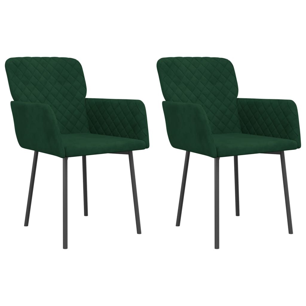 vidaXL Scaune de bucătărie, 2 buc., verde închis, catifea vidaXL Scaune de bucătărie, 2 buc., verde închis, catifea