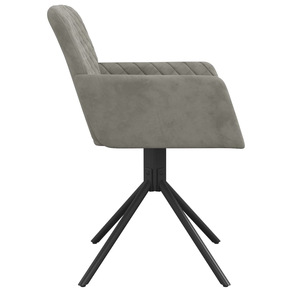 vidaXL Scaune rotative de bucătărie, 2 buc., gri deschis, catifea