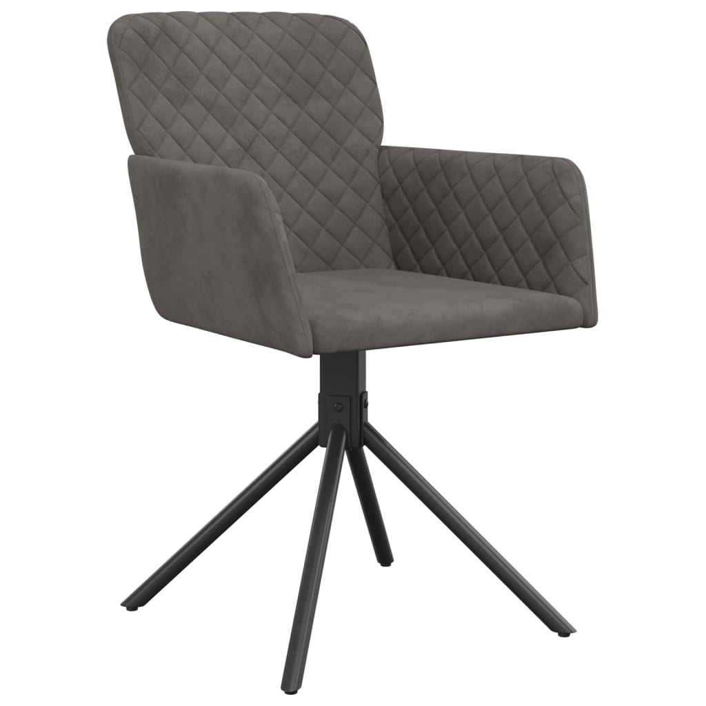 vidaXL Scaune de bucătărie pivotante, 2 buc, gri închis, catifea