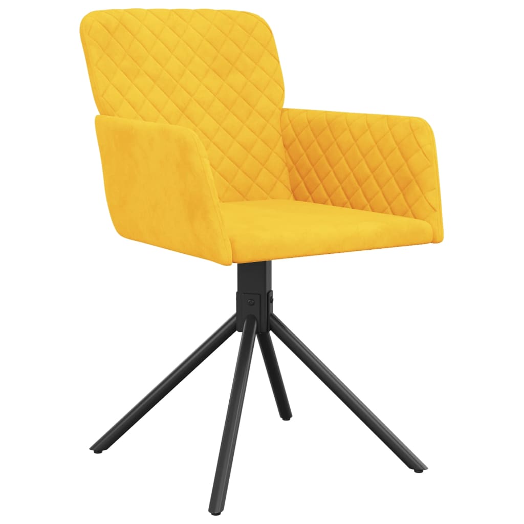 vidaXL Scaune de bucătărie pivotante, 2 buc., galben, catifea