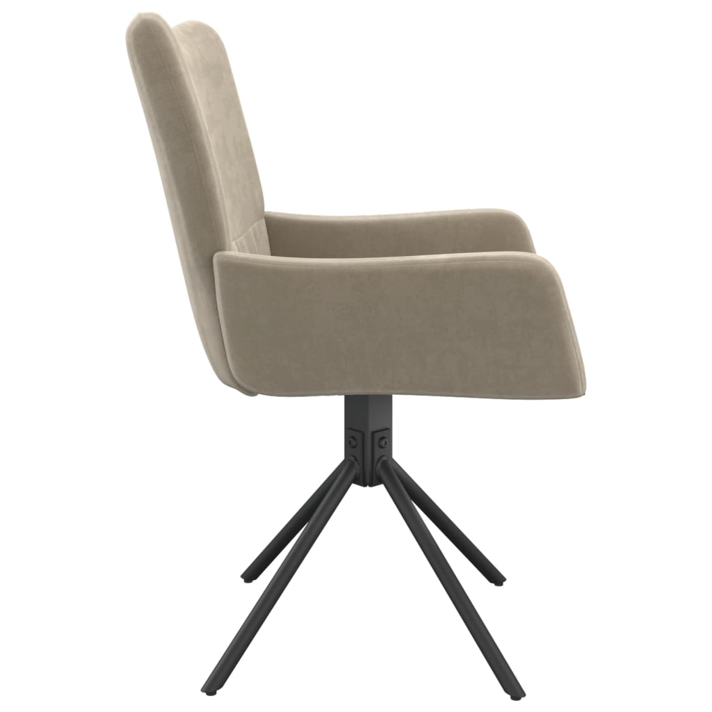 vidaXL Scaune rotative de bucătărie, 2 buc., gri deschis, catifea
