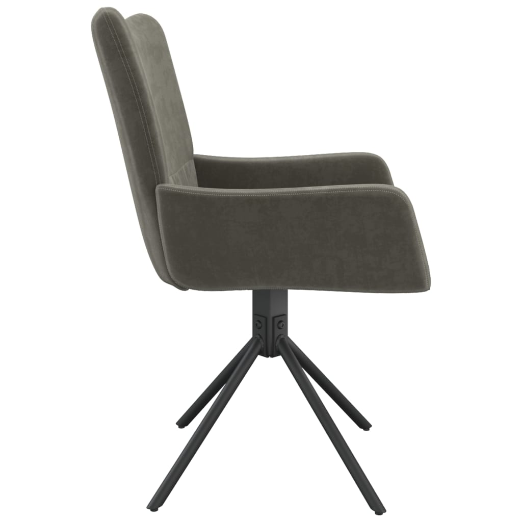 vidaXL Scaune de bucătărie pivotante, 2 buc, gri închis, catifea