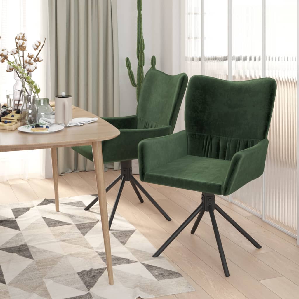 vidaXL Scaune de bucătărie pivotante, 2 buc., verde închis, catifea vidaXL Scaune de bucătărie pivotante, 2 buc., verde închis, catifea