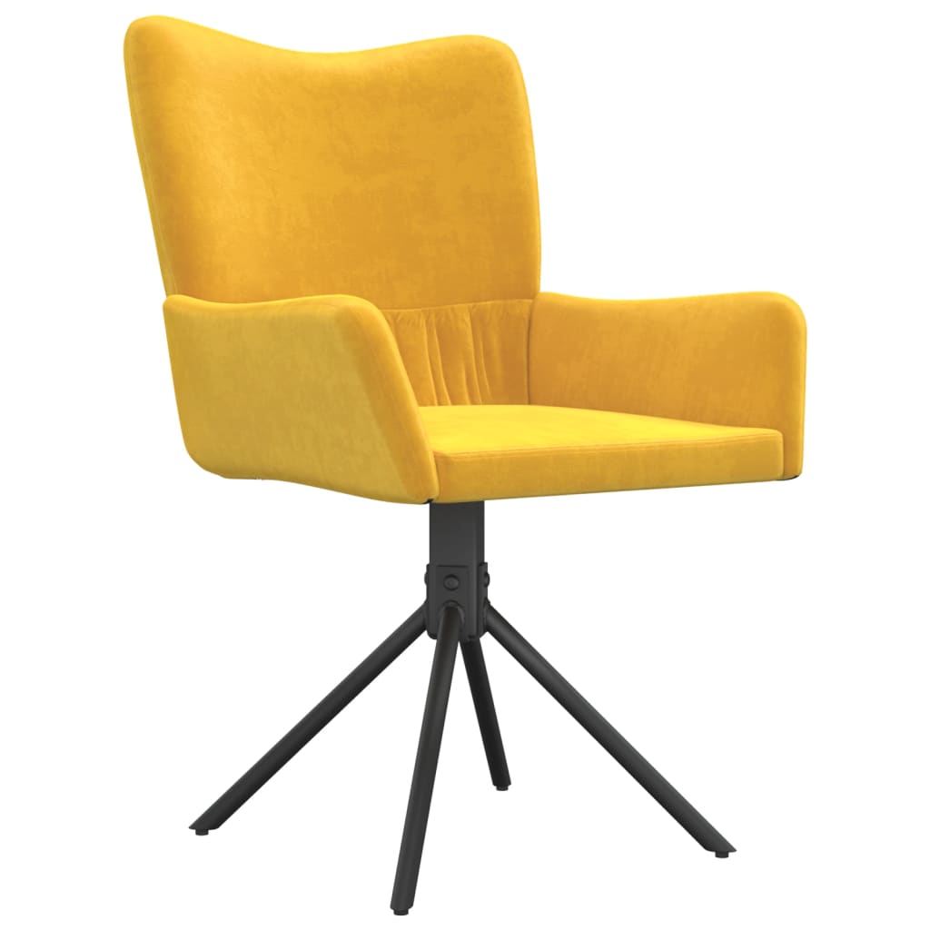 vidaXL Scaune de bucătărie pivotante, 2 buc., galben, catifea