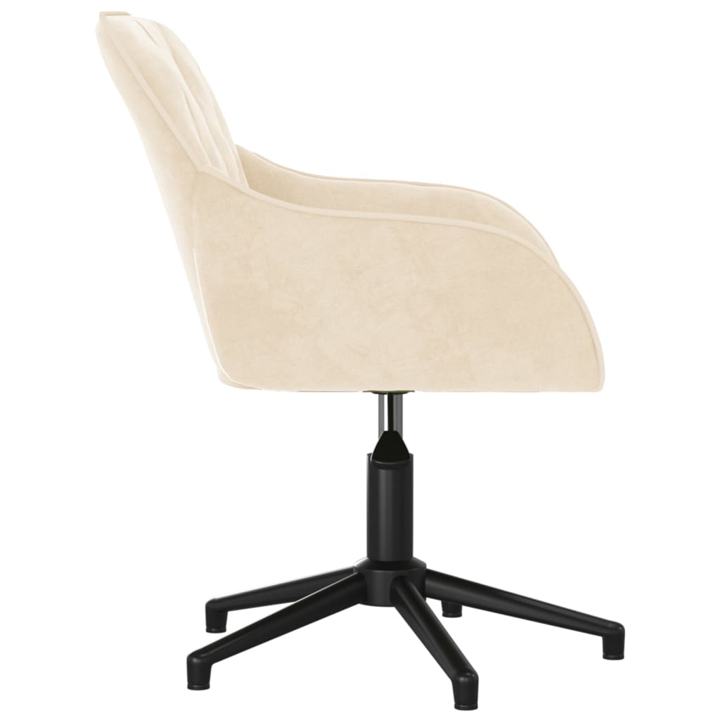 vidaXL Scaun de birou pivotant, crem, catifea vidaXL Scaun de birou pivotant, crem, catifea