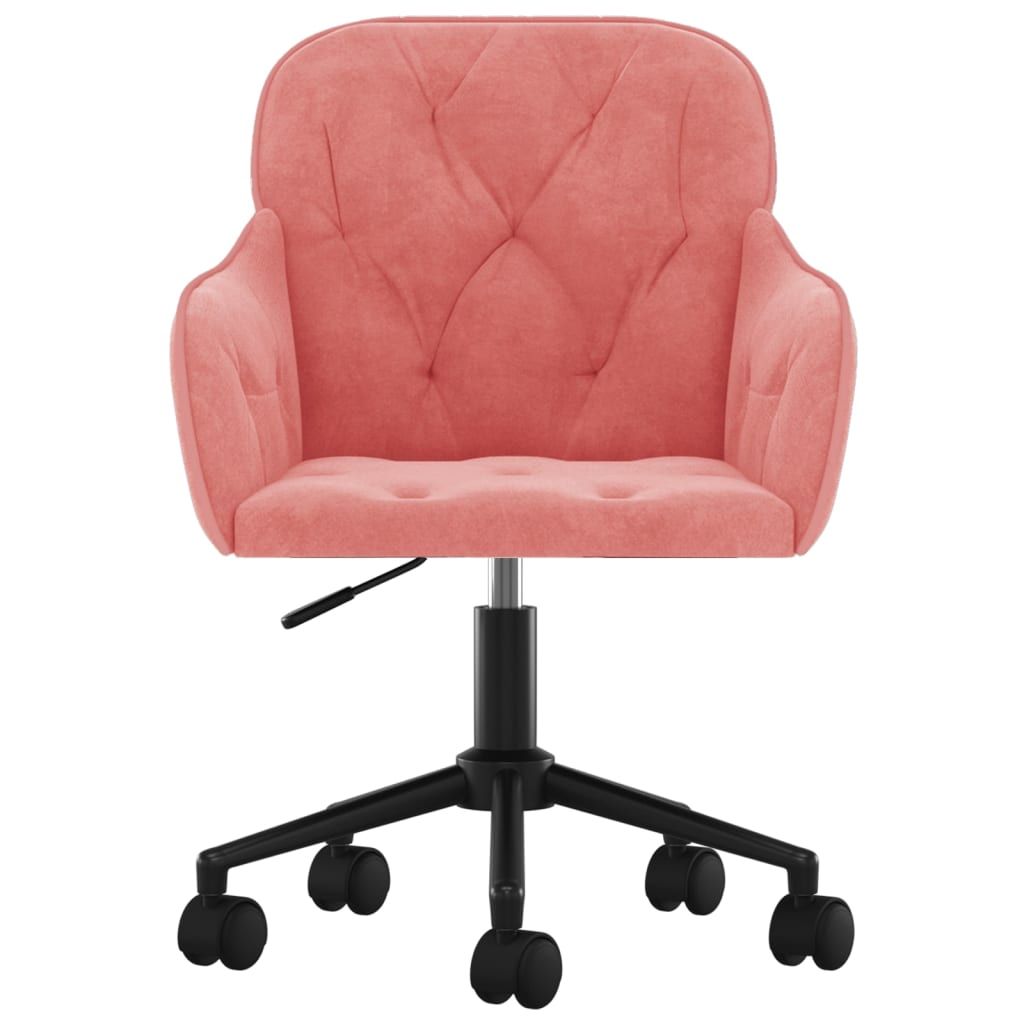 vidaXL Scaun de birou pivotant, roz, catifea vidaXL Scaun de birou pivotant, roz, catifea