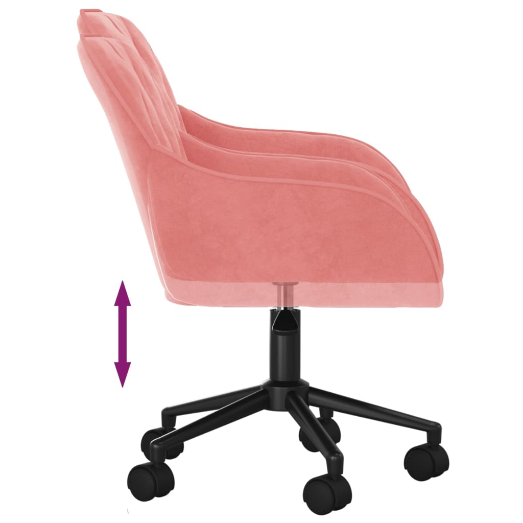 vidaXL Scaun de birou pivotant, roz, catifea vidaXL Scaun de birou pivotant, roz, catifea