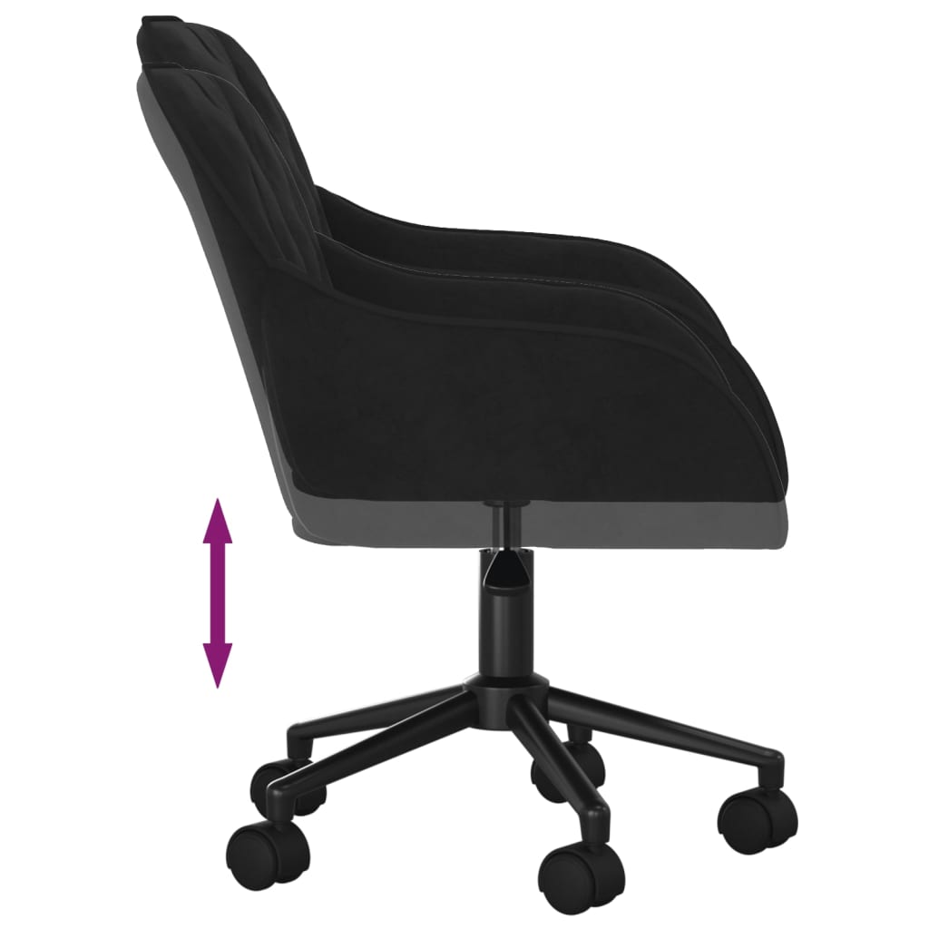 vidaXL Scaun de birou pivotant, negru, catifea vidaXL Scaun de birou pivotant, negru, catifea