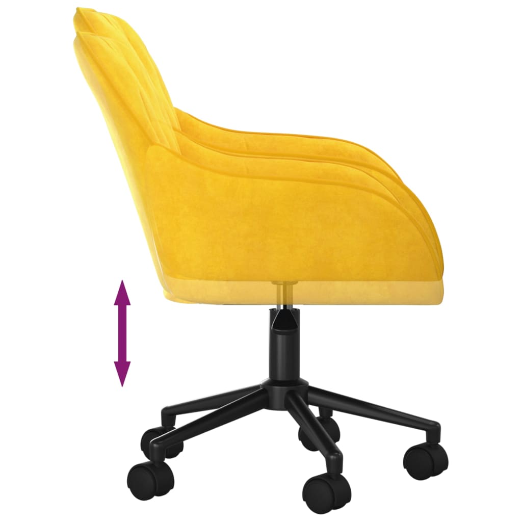 vidaXL Scaun de birou pivotant, galben, catifea vidaXL Scaun de birou pivotant, galben, catifea