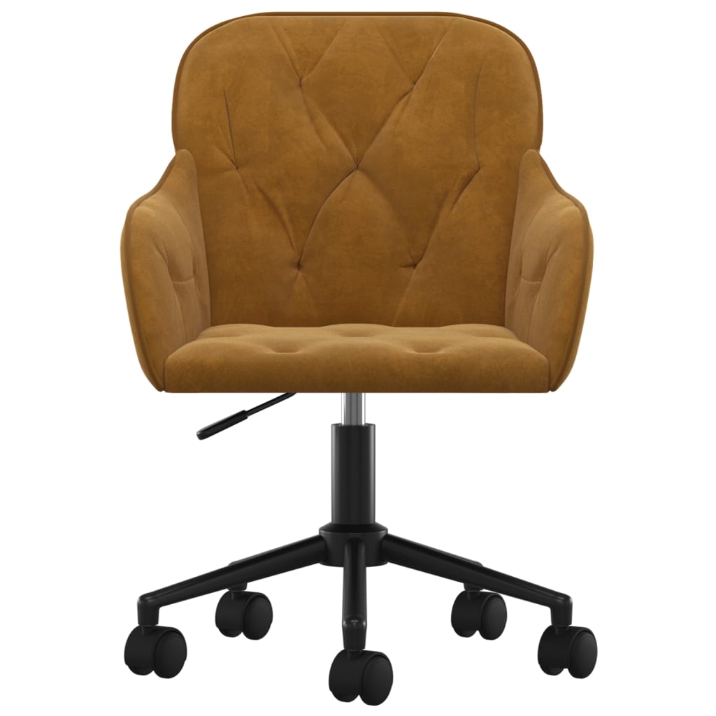 vidaXL Scaun de birou pivotant, maro, catifea vidaXL Scaun de birou pivotant, maro, catifea