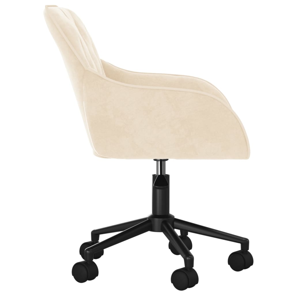 vidaXL Scaun de birou pivotant, crem, catifea vidaXL Scaun de birou pivotant, crem, catifea