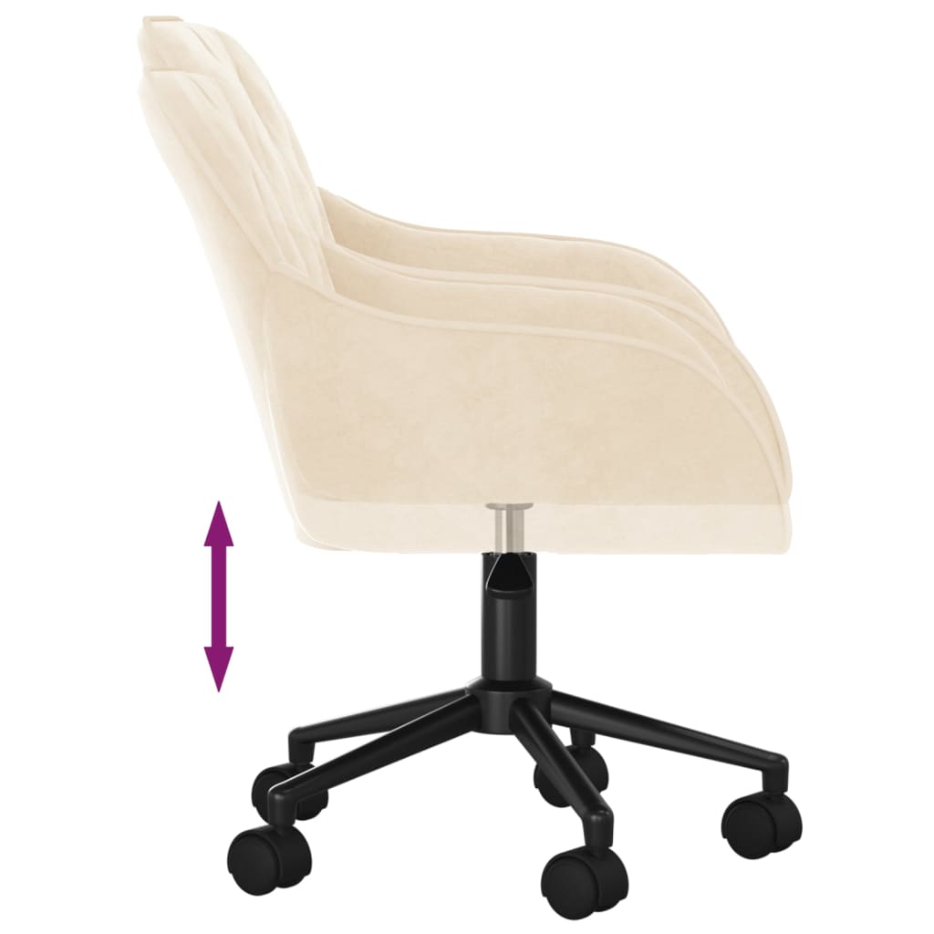 vidaXL Scaun de birou pivotant, crem, catifea vidaXL Scaun de birou pivotant, crem, catifea