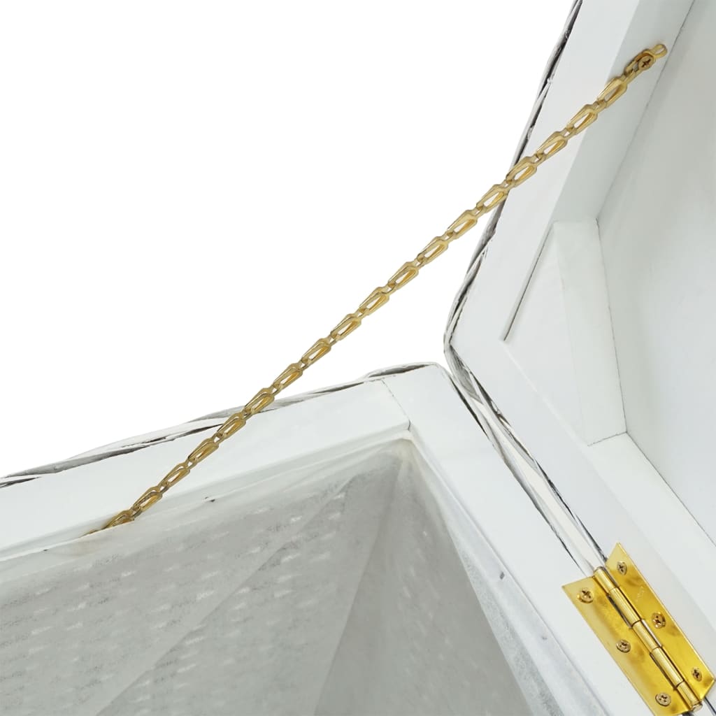 vidaXL Ladă depozitare alb 110 cm ratan kubu natural/lemn masiv mahon