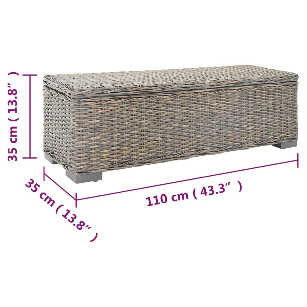 vidaXL Ladă depozitare gri 110 cm ratan kubu natural/lemn masiv mahon