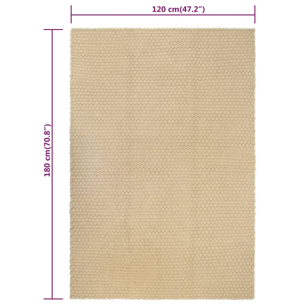 vidaXL Covor dreptunghiular, natural, 120x180 cm, bumbac