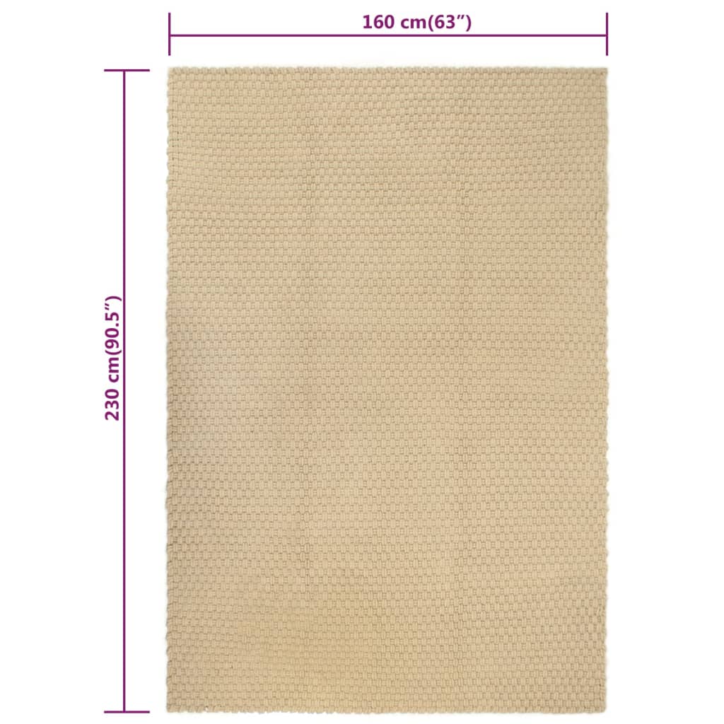 vidaXL Covor dreptunghiular, natural, 160x230 cm, bumbac