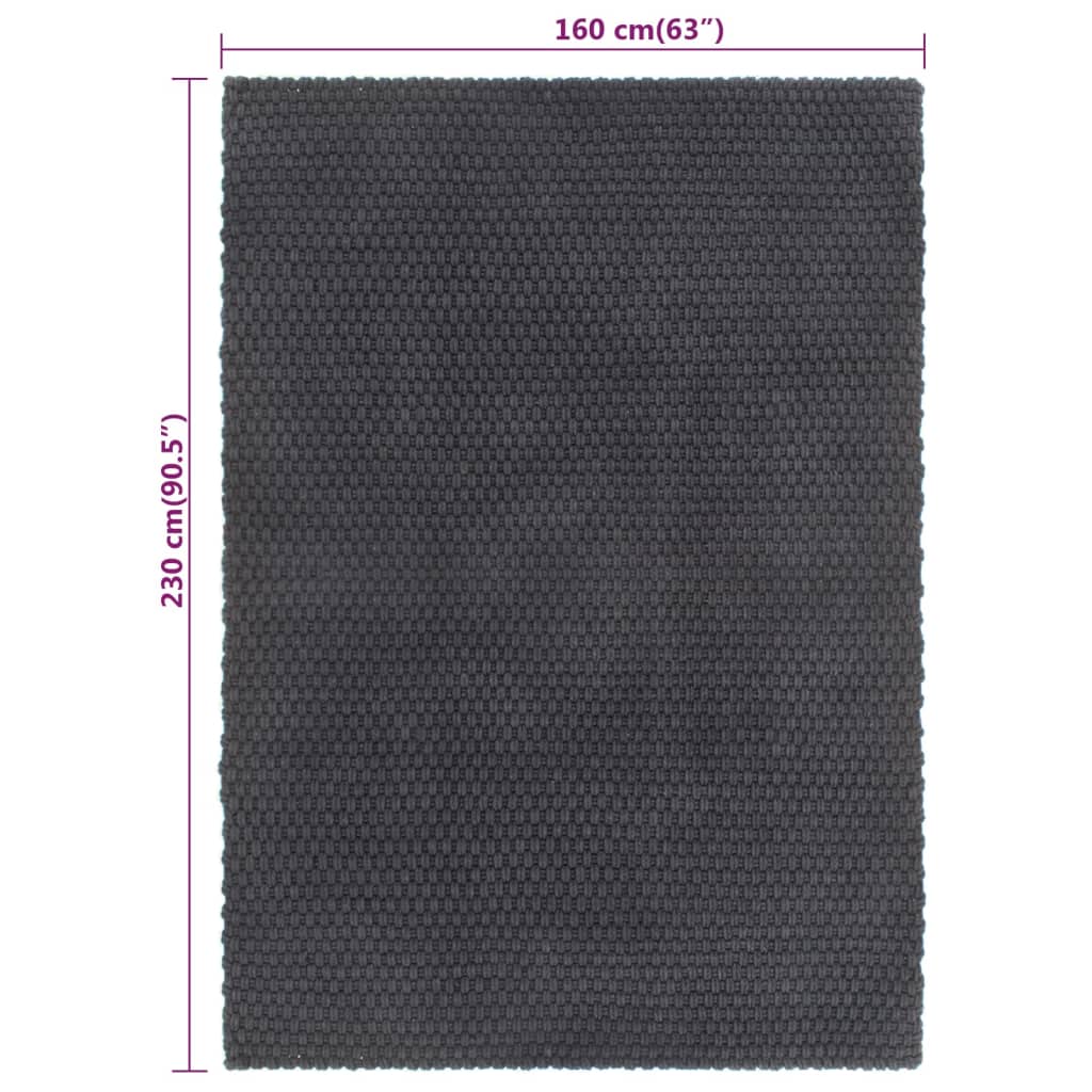 vidaXL Covor dreptunghiular, antracit, 160x230 cm, bumbac vidaXL Covor dreptunghiular, antracit, 160x230 cm, bumbac