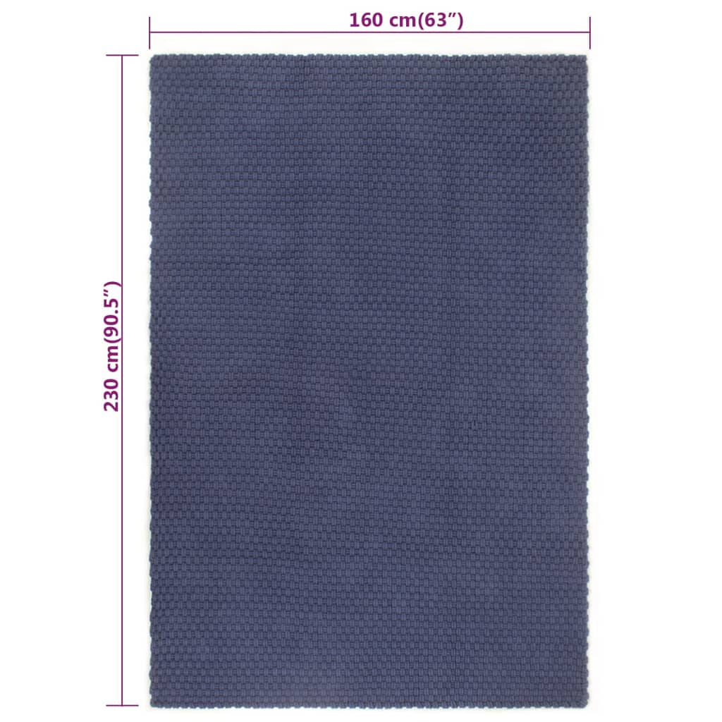 vidaXL Covor dreptunghiular, bleumarin, 160x230 cm, bumbac vidaXL Covor dreptunghiular, bleumarin, 160x230 cm, bumbac