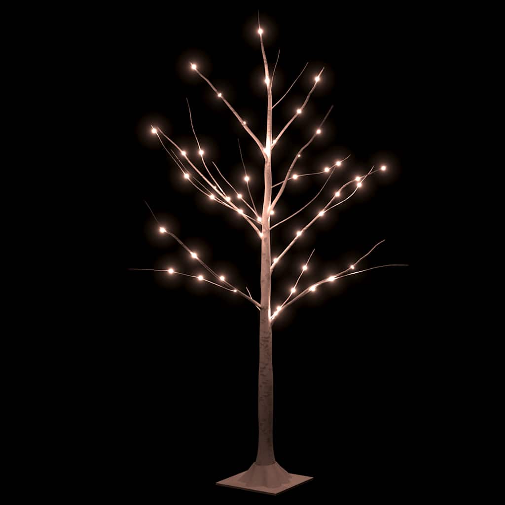 vidaXL Mesteacăn cu LED, alb, 48 LED-uri alb calde, 120 cm