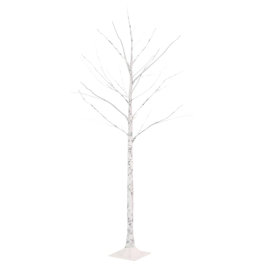 vidaXL Mesteacăn cu LED, alb, 72 LED-uri alb calde, 150 cm