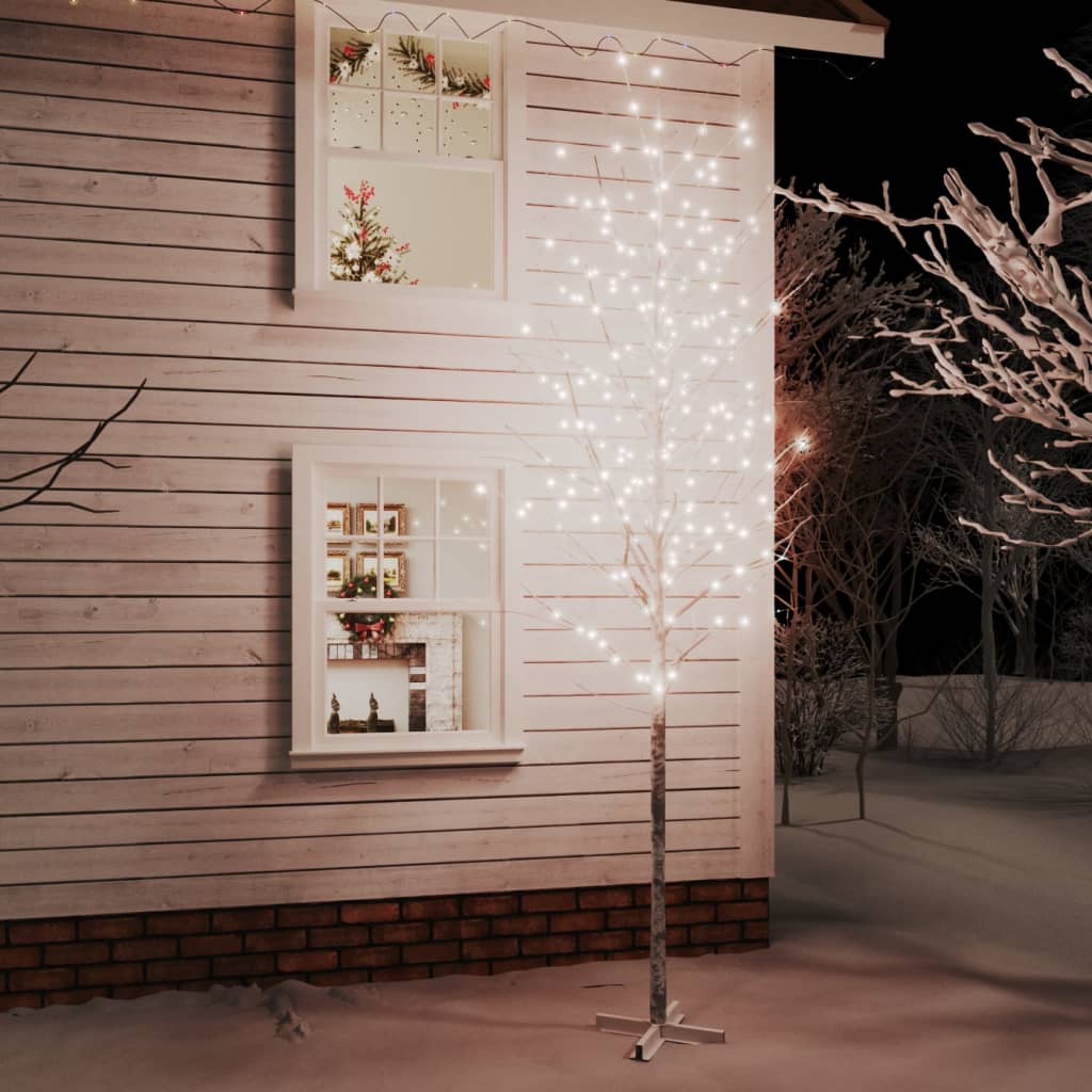 vidaXL Mesteacăn cu LED, alb, 672 LED-uri alb calde, 400 cm