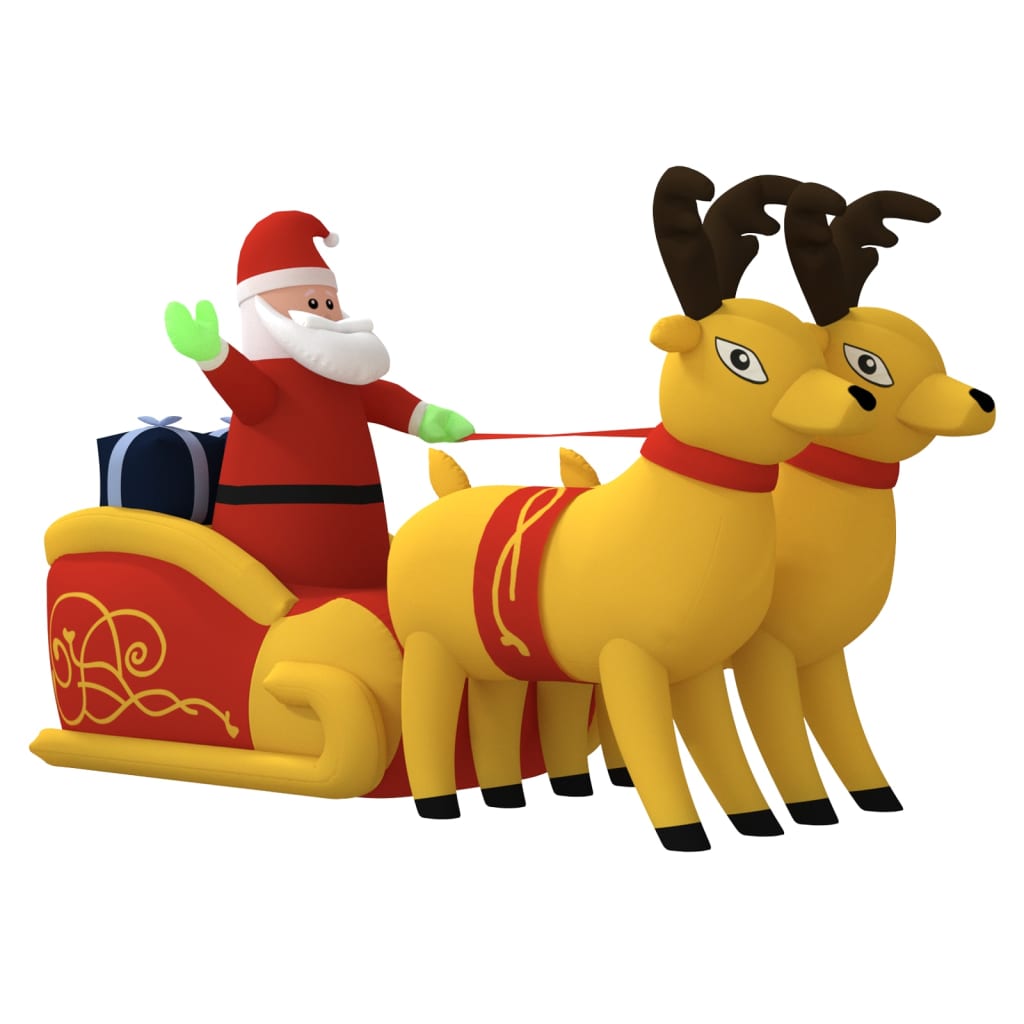 vidaXL Decorațiune gonflabilă cu Moș Crăciun și reni, LED-uri, 130 cm vidaXL Decorațiune gonflabilă cu Moș Crăciun și reni, LED-uri, 130 cm