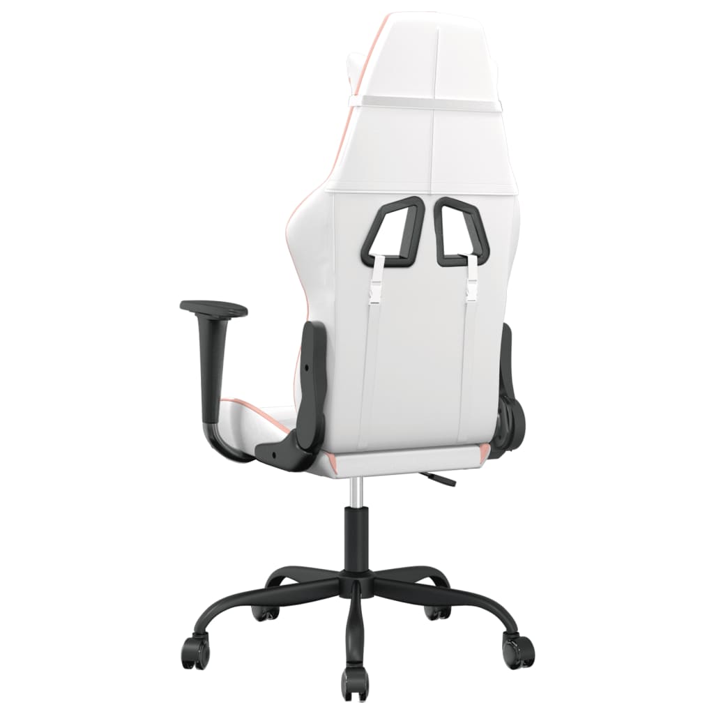 vidaXL Scaun de gaming de masaj, alb și roz, piele ecologică vidaXL Scaun de gaming de masaj, alb și roz, piele ecologică
