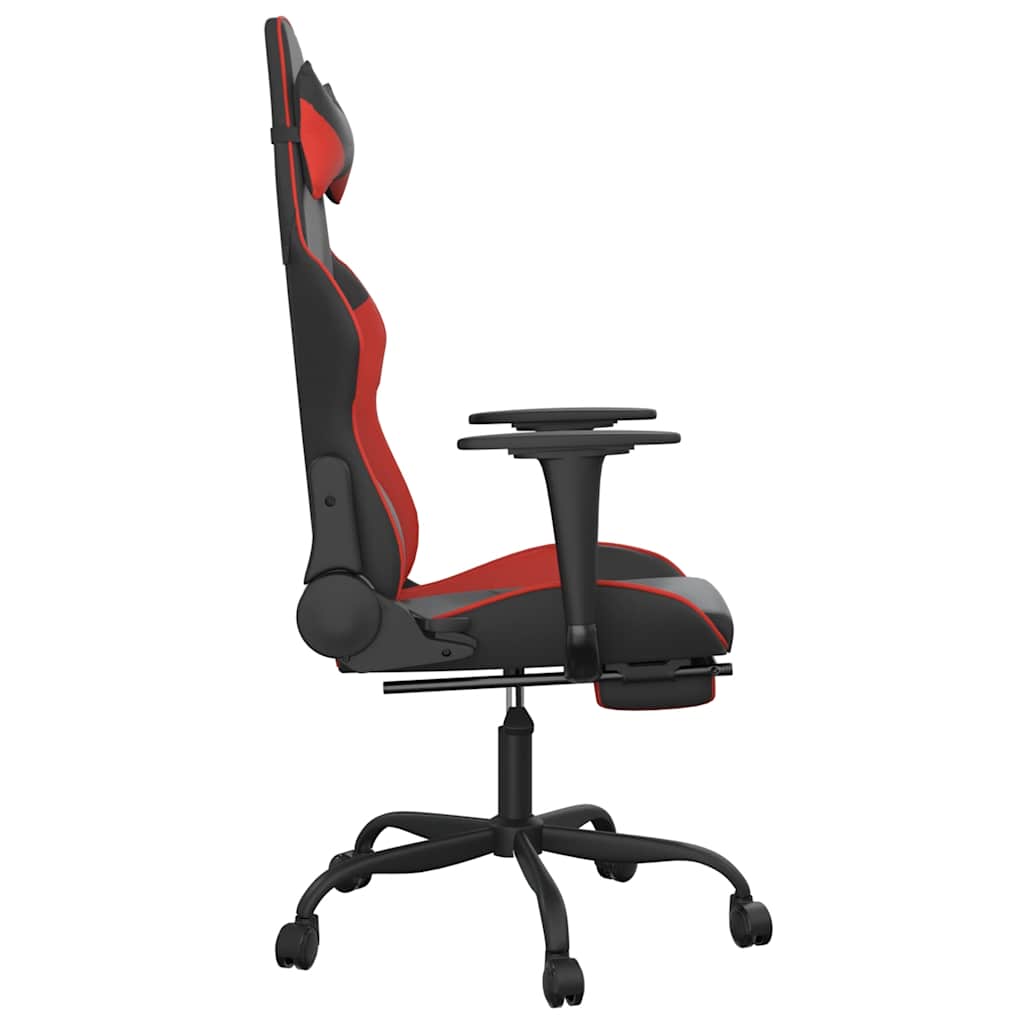 vidaXL Scaun de gaming cu masaj/suport picioare, negru/roșu, piele eco