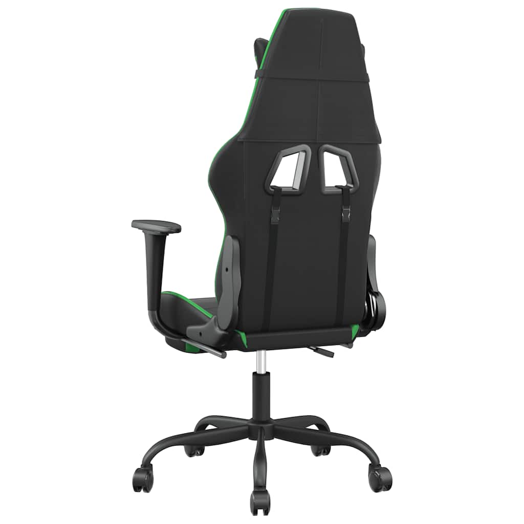 vidaXL Scaun gaming de masaj/suport picioare, negru/verde, piele eco