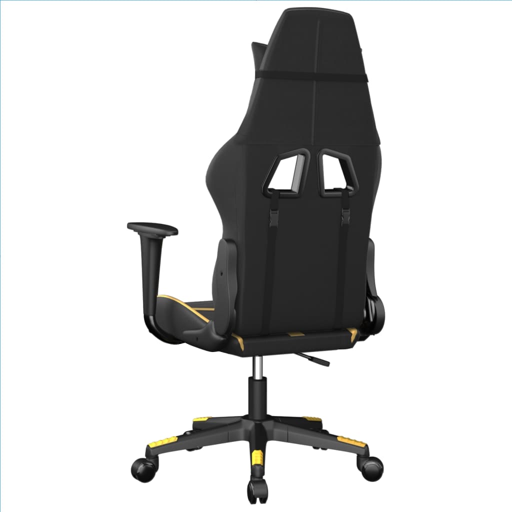 vidaXL Scaun de gaming de masaj, negru și auriu, piele ecologică vidaXL Scaun de gaming de masaj, negru și auriu, piele ecologică
