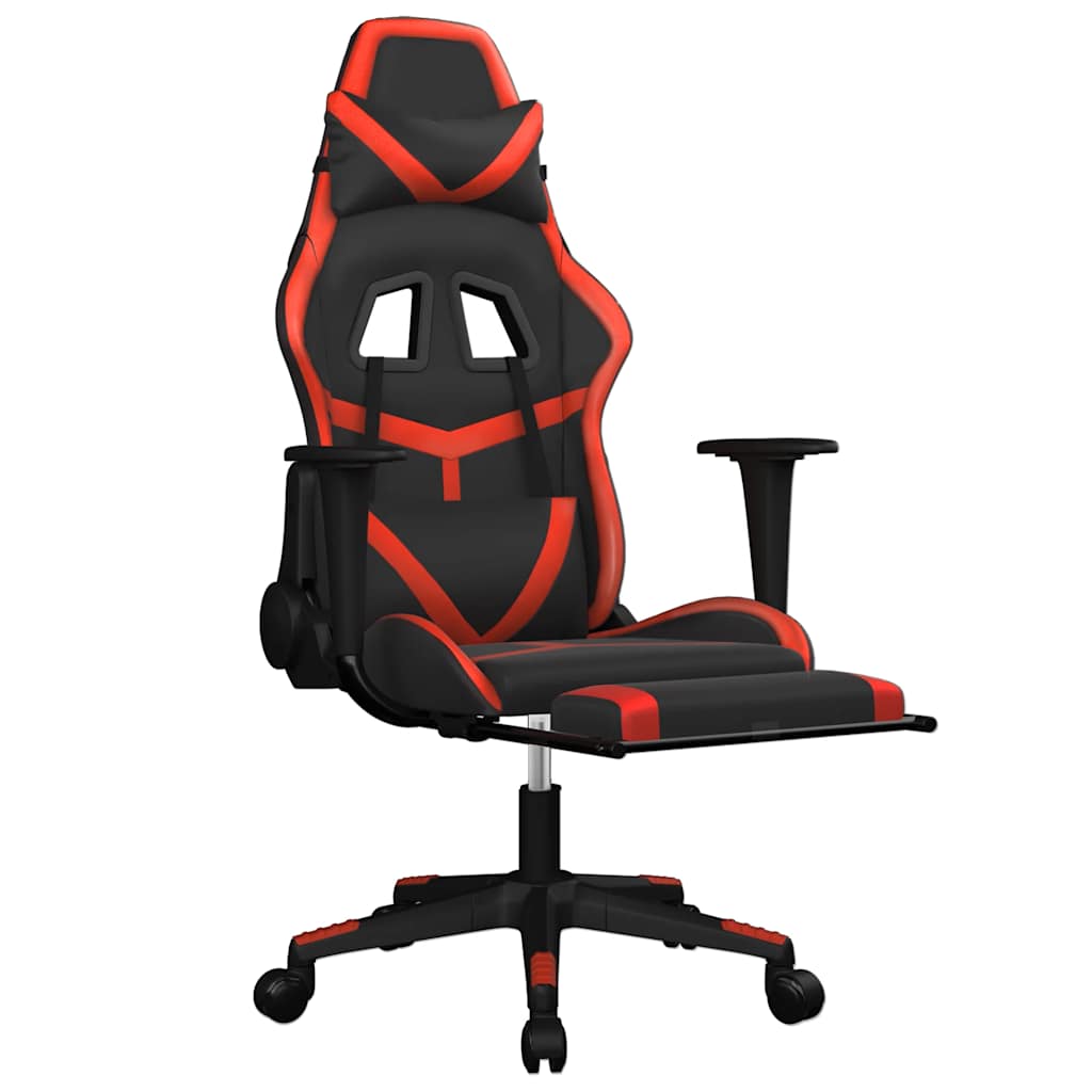 vidaXL Scaun de gaming cu masaj/suport picioare, negru/roșu, piele eco vidaXL Scaun de gaming cu masaj/suport picioare, negru/roșu, piele eco