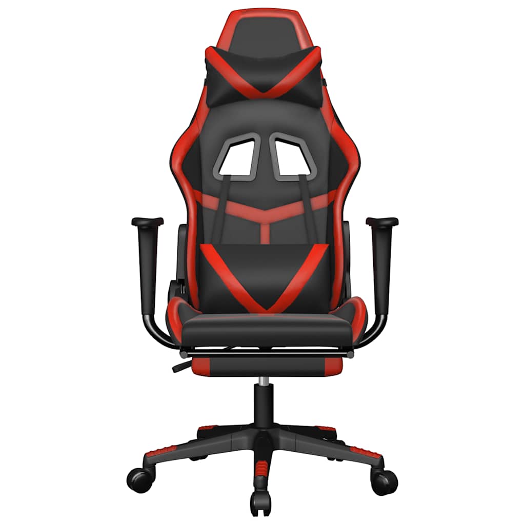 vidaXL Scaun de gaming cu masaj/suport picioare, negru/roșu, piele eco vidaXL Scaun de gaming cu masaj/suport picioare, negru/roșu, piele eco