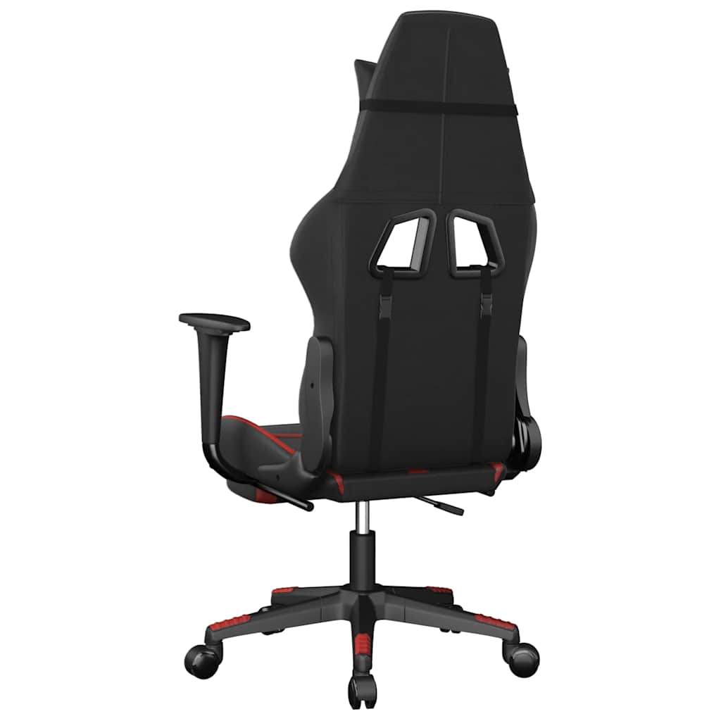 vidaXL Scaun de gaming cu masaj/suport picioare, negru/roșu, piele eco vidaXL Scaun de gaming cu masaj/suport picioare, negru/roșu, piele eco